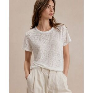 Aerie Womens XXL White Floral Lace Short Sleeve Crew Neck Top NWT 078-5494-3746